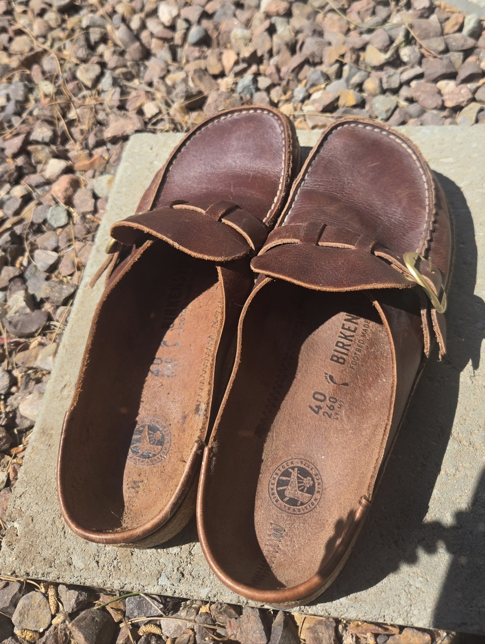 Birkenstock Buckley Brown Leather Slip-On Buckle Shoes - Picture 2 of 8